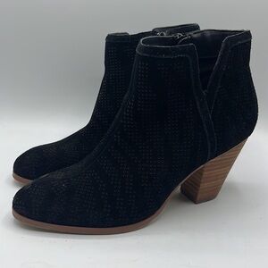 Violet and Red Jensen Black Perforated Suede Leather Bootie Size 7M